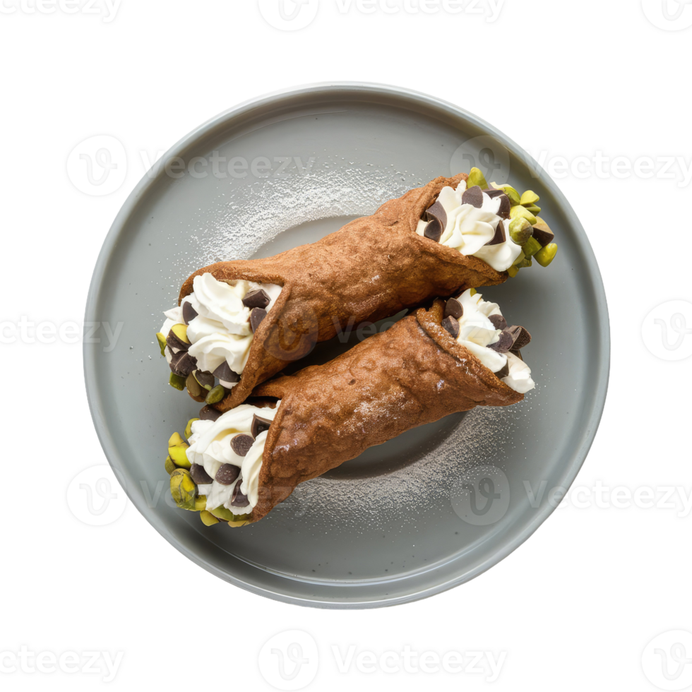 Two Cannoli with Whipped Cream and Pistachios png