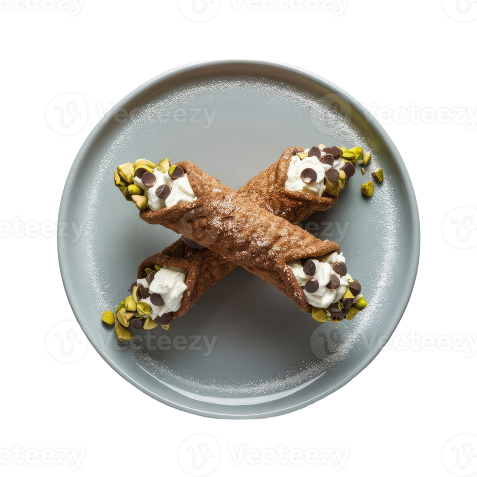 Two Cannoli with Whipped Cream and Pistachios png