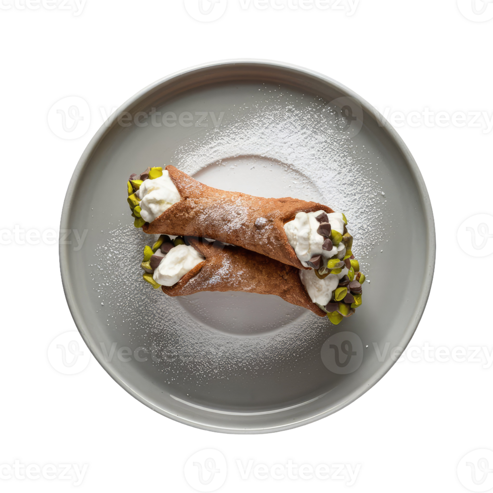Two Cannoli with Whipped Cream and Pistachios png