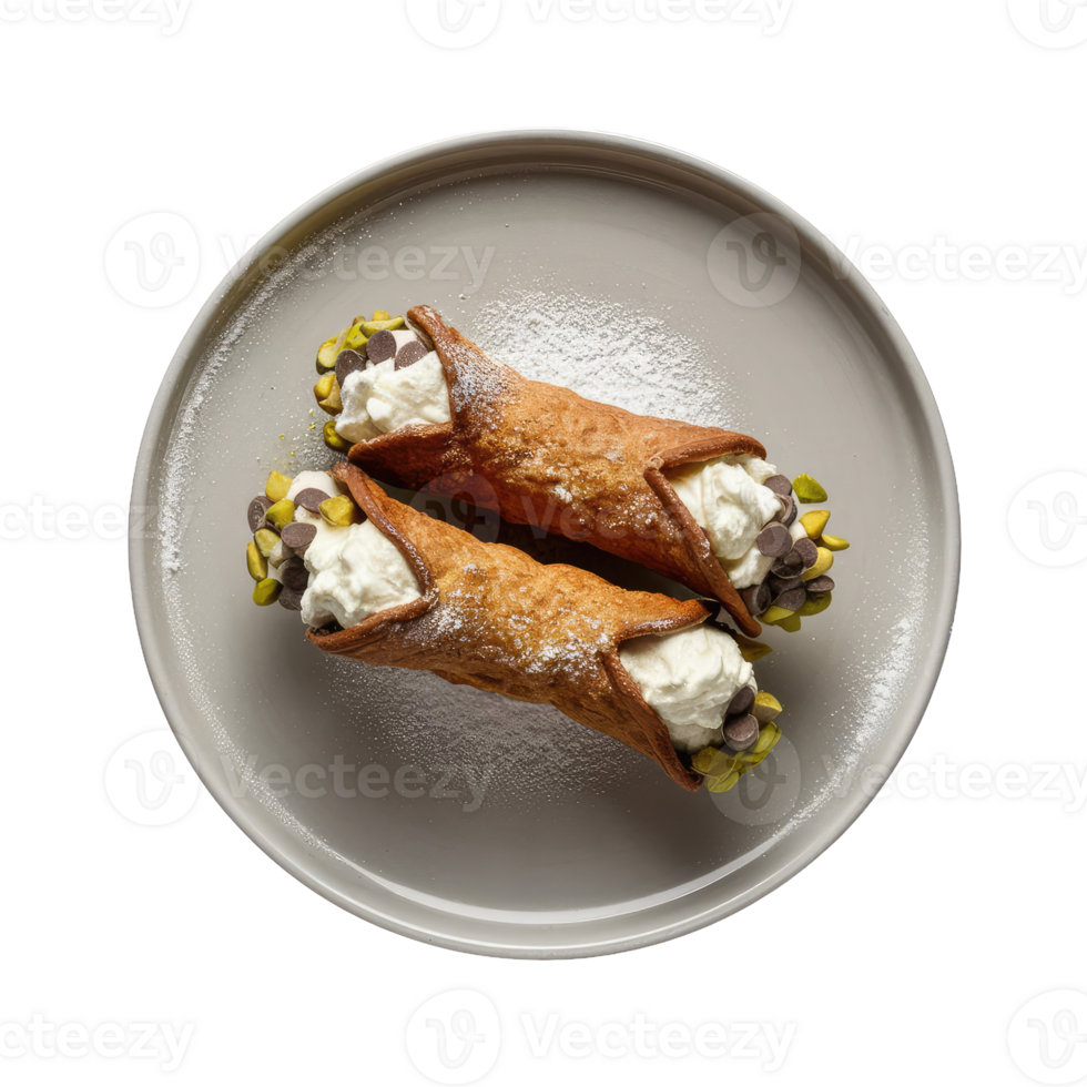 Two Cannoli with Whipped Cream and Pistachios png