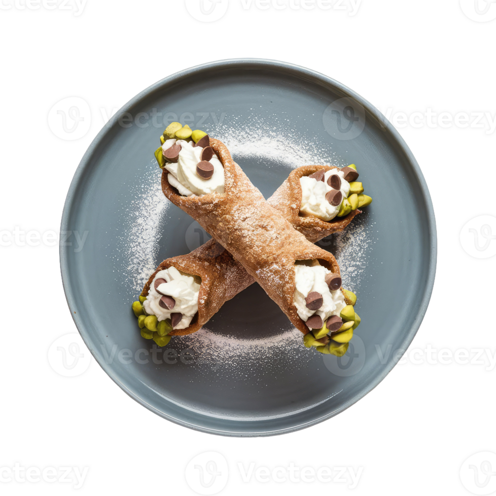 Two Cannoli with Whipped Cream and Pistachios png