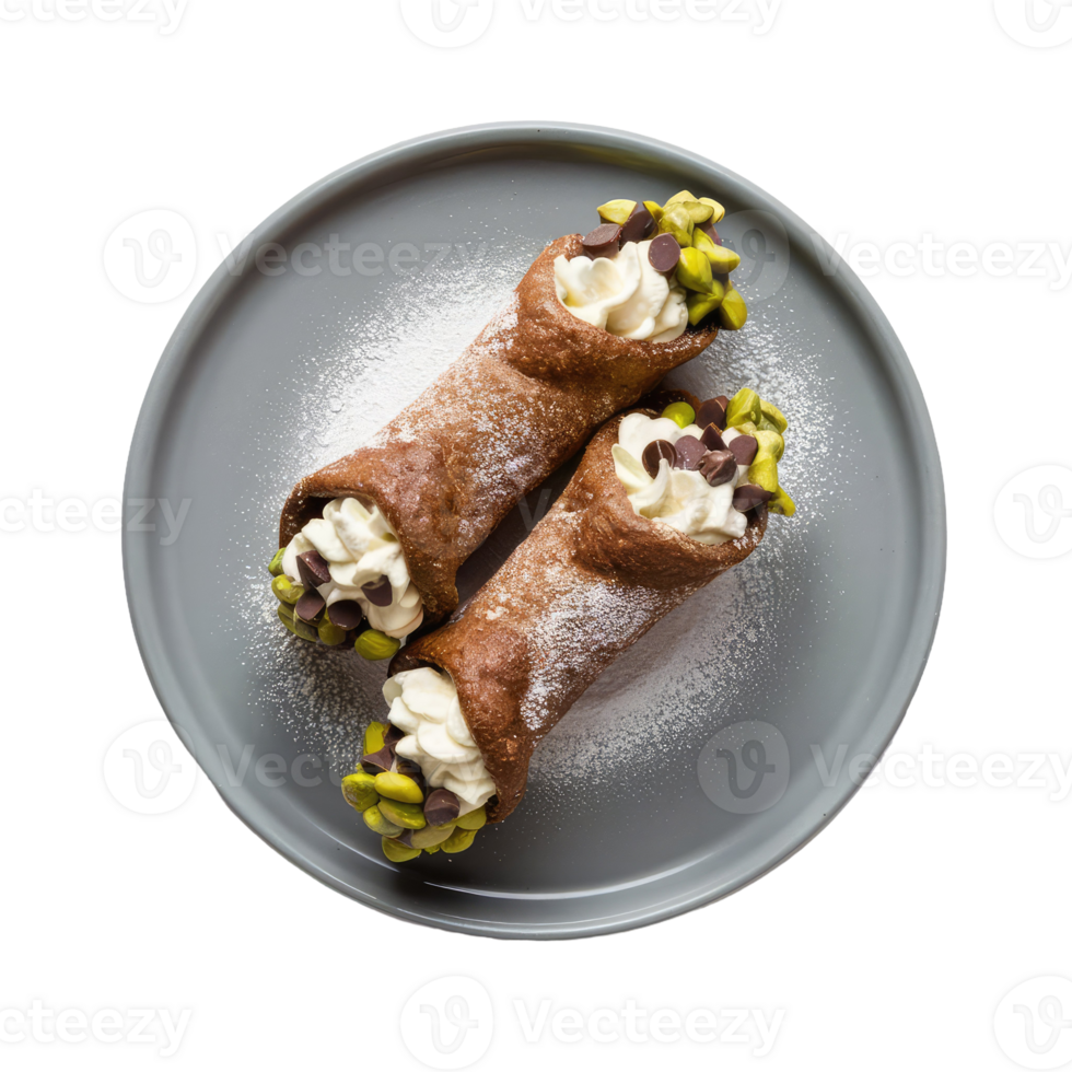 Two Cannoli with Whipped Cream and Pistachios png