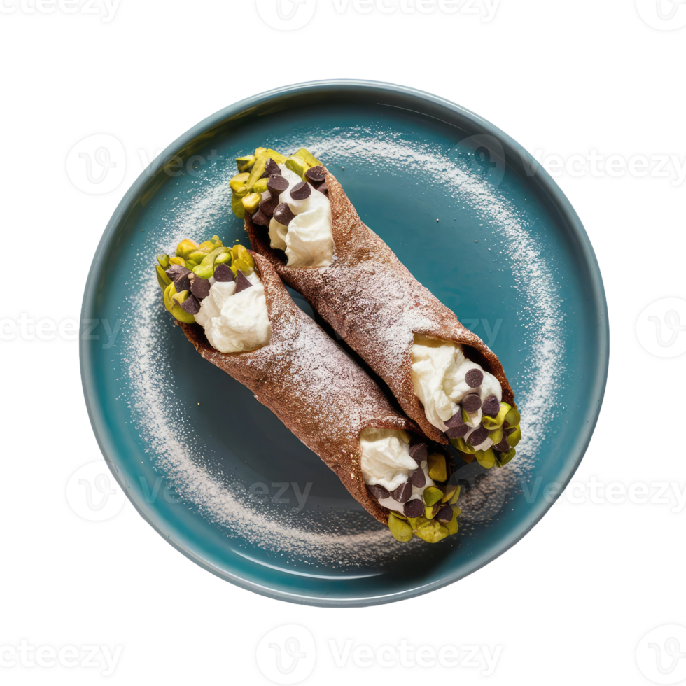 Two Cannoli with Whipped Cream and Pistachios png