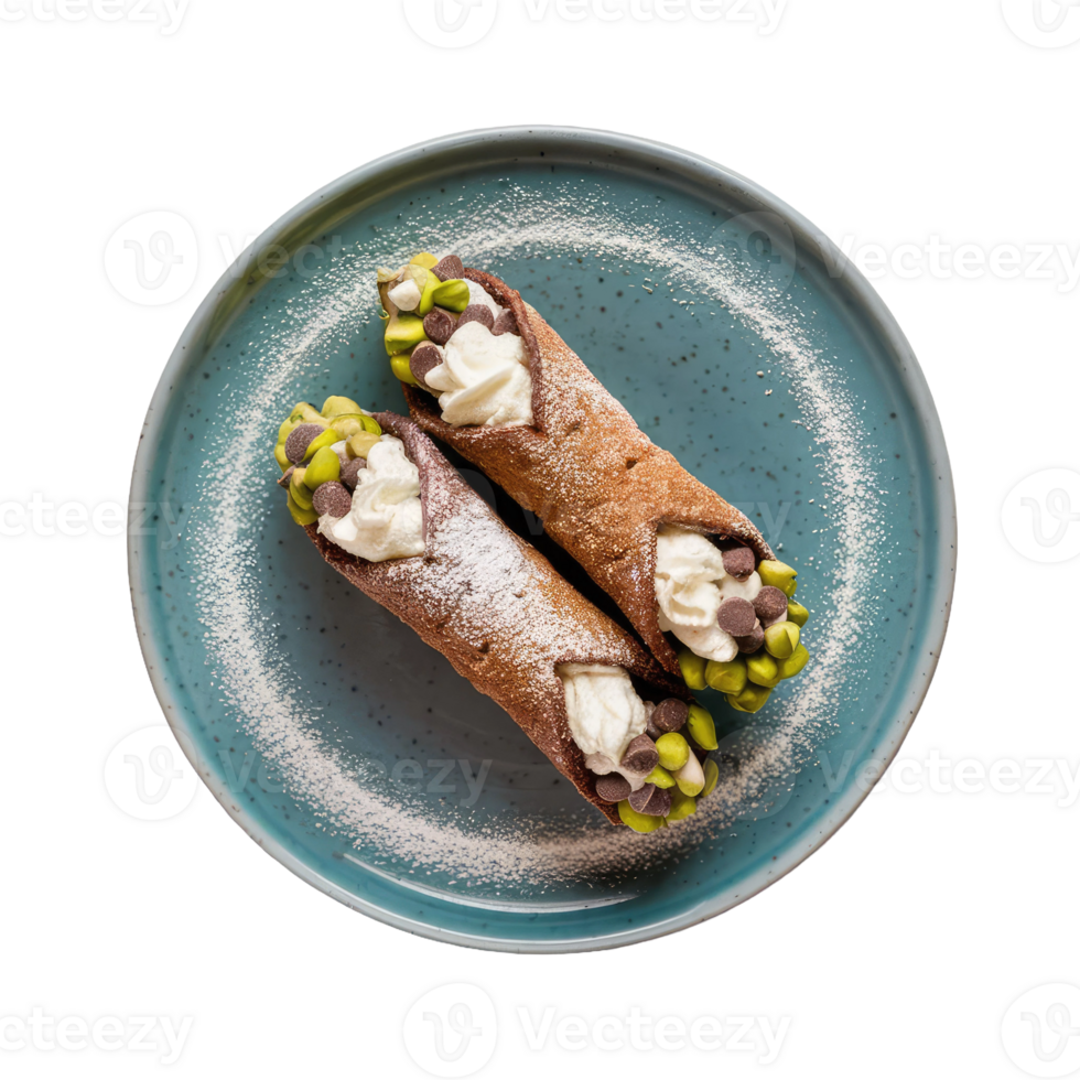 Two Cannoli with Whipped Cream and Pistachios png