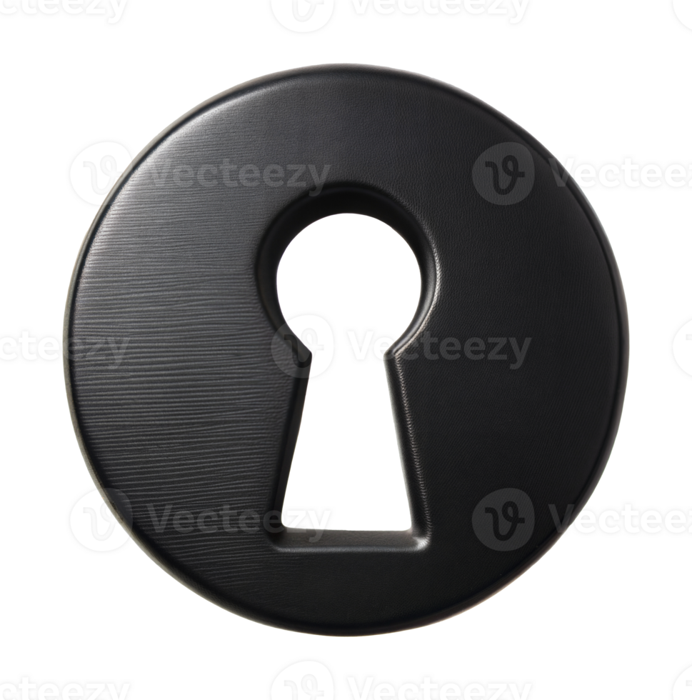 Black keyhole cutout in circular shape, cut out - stock png. png