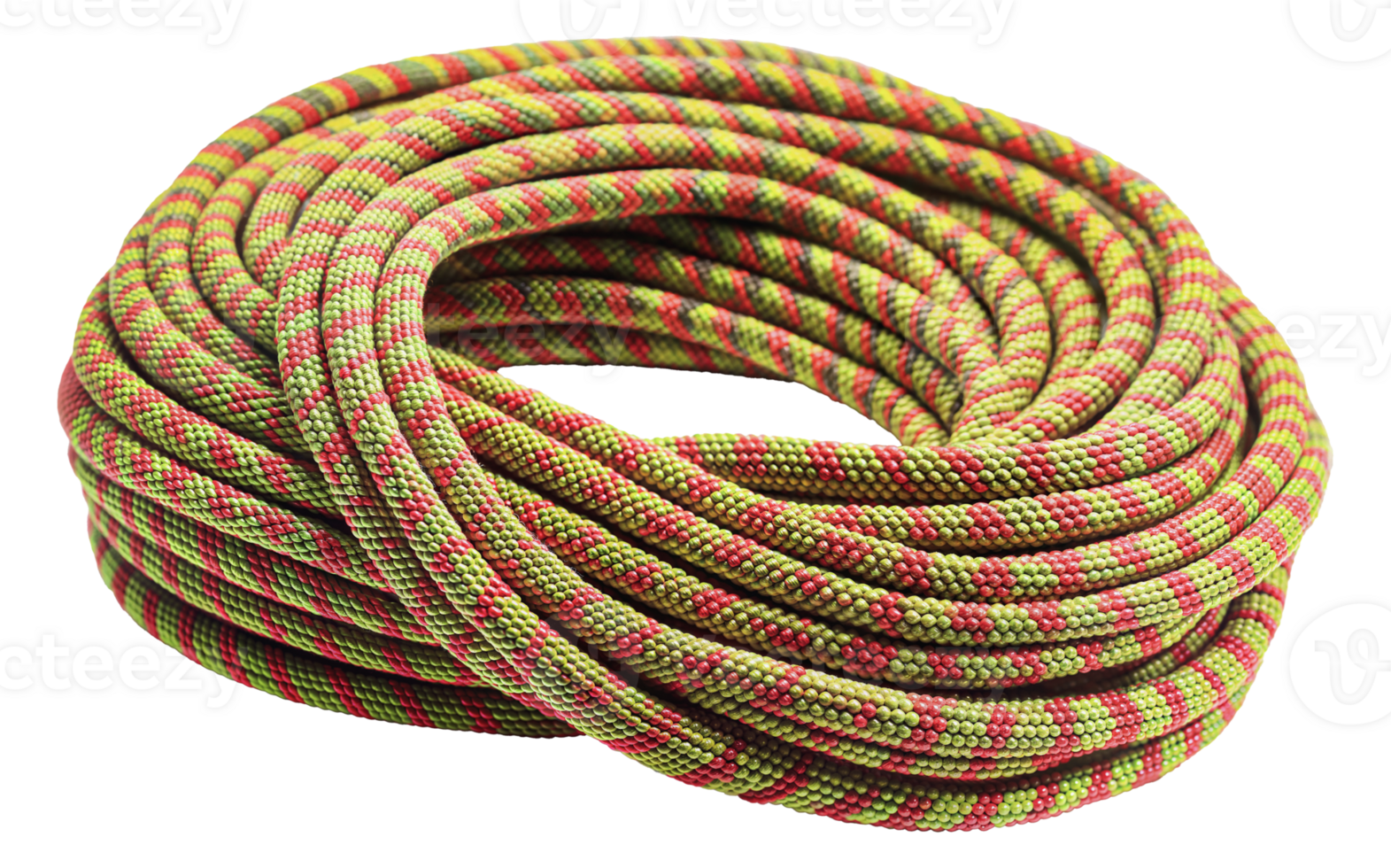 Green, red, and yellow striped rope coiled, cut out - stock png. png