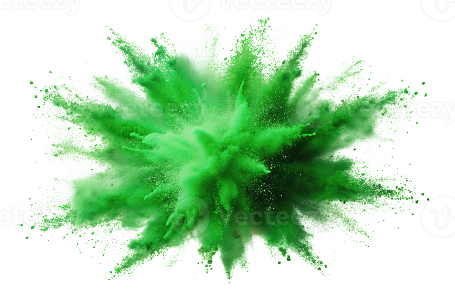 Green powder explosion captured mid-air, cut out - stock png. png