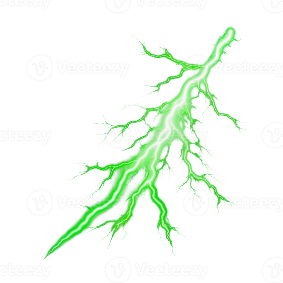 Green lightning bolt, cut out - stock png. png