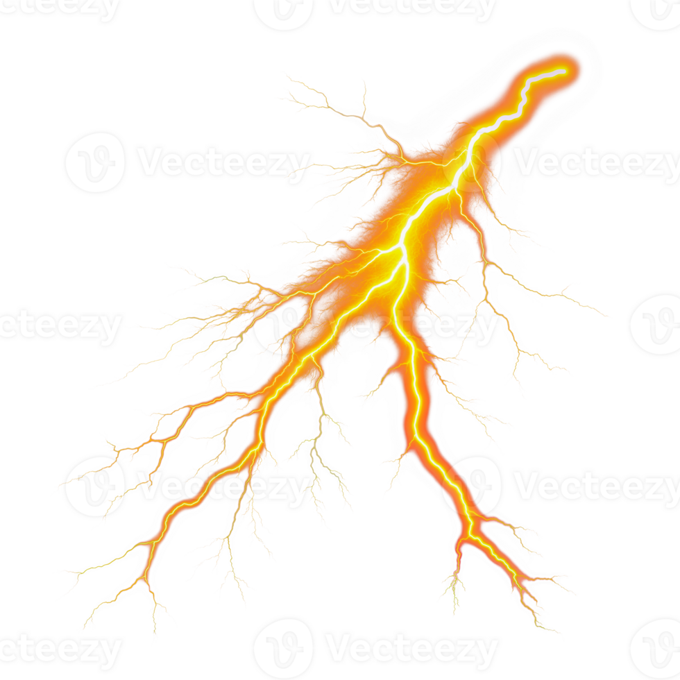 Bright yellow lightning bolt, cut out - stock png. png