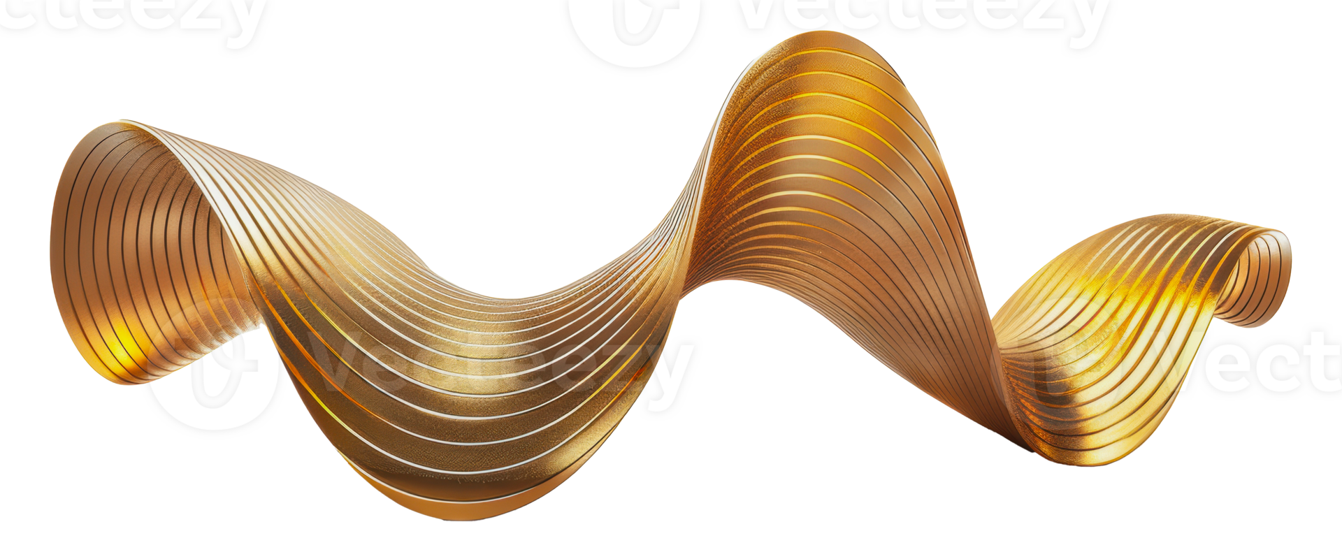 Golden band abstract wave rendered in pixel detail png