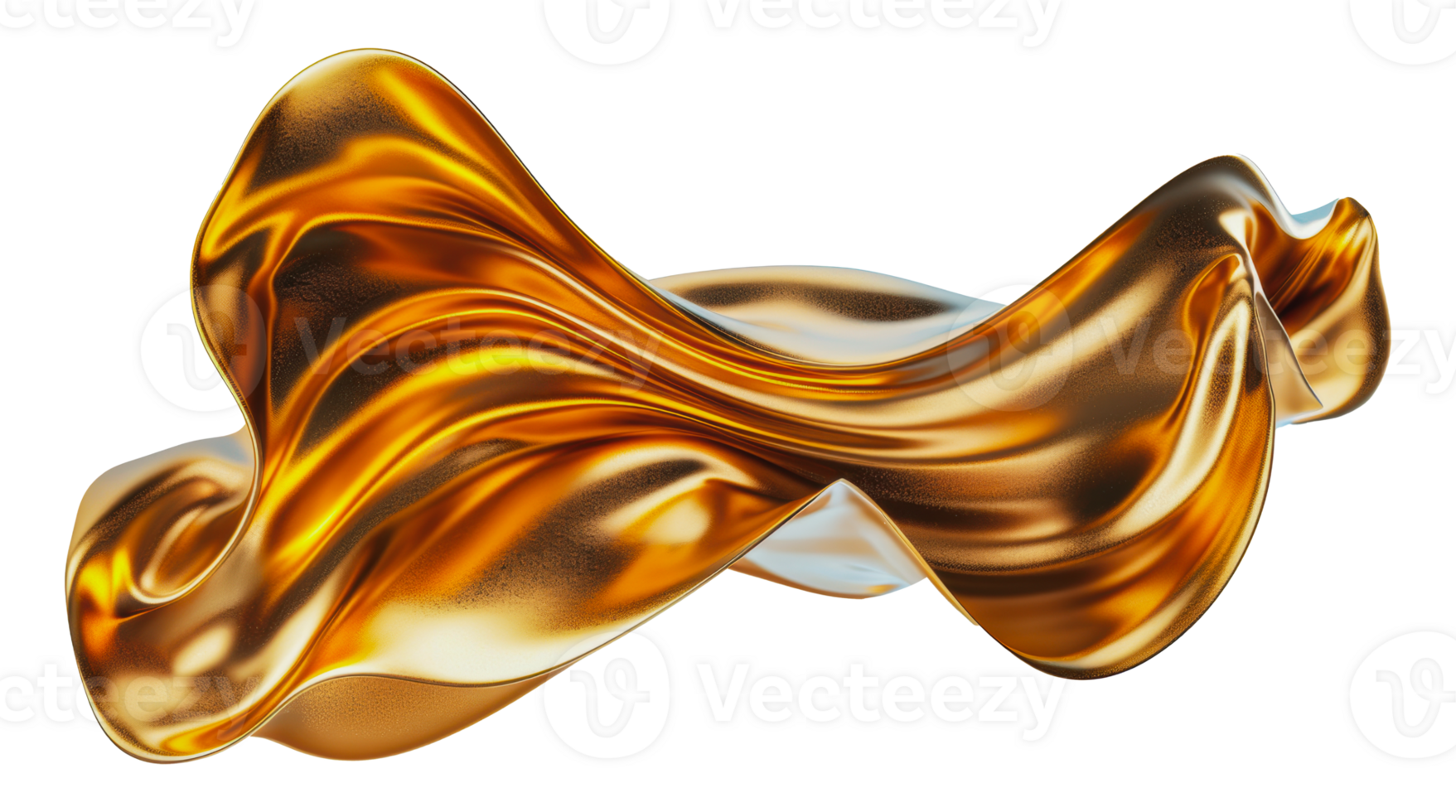 Abstract golden wave rendered in pixel detail png