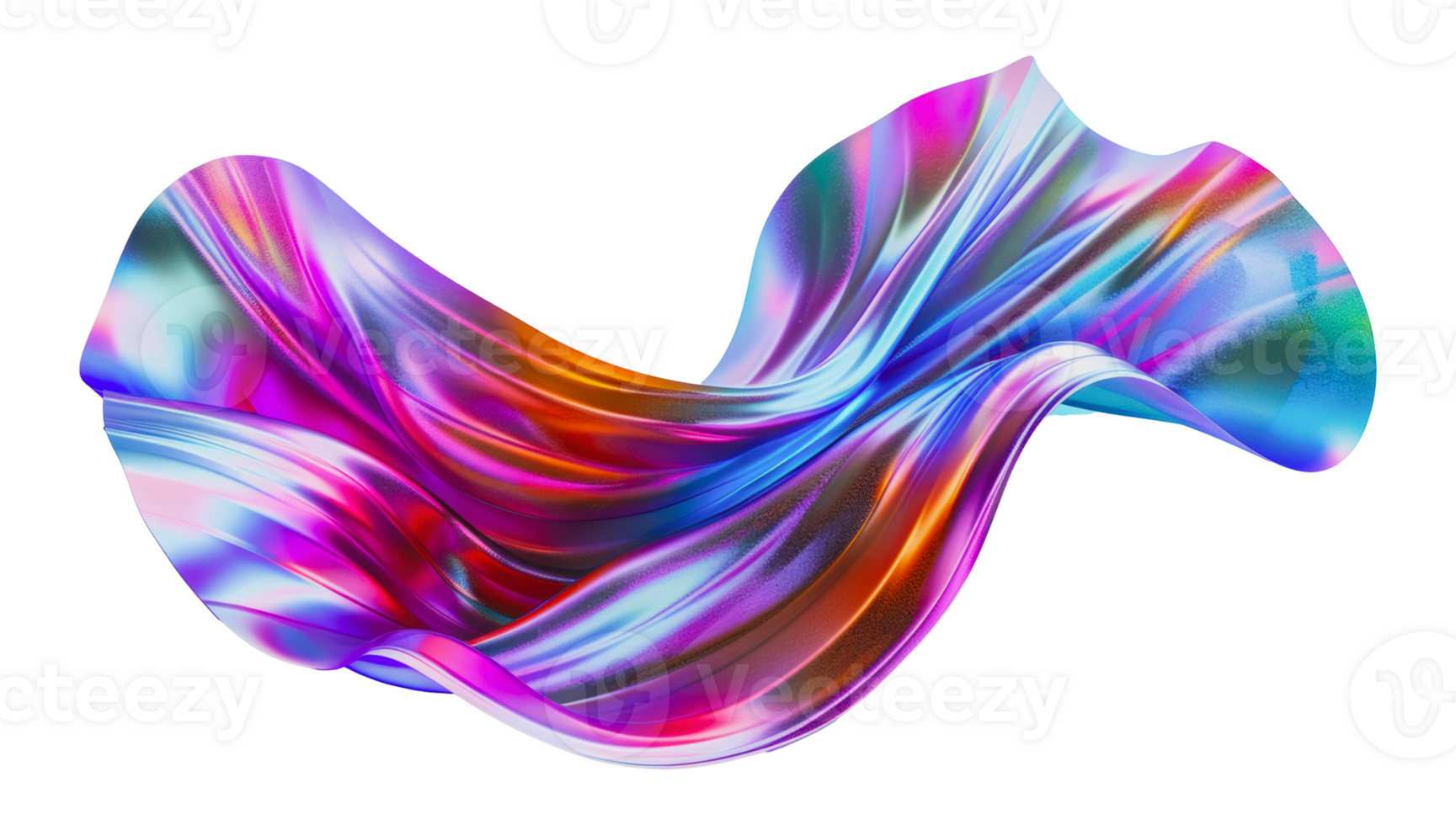 Abstract iridescent fabric flowing in a dynamic swirl png