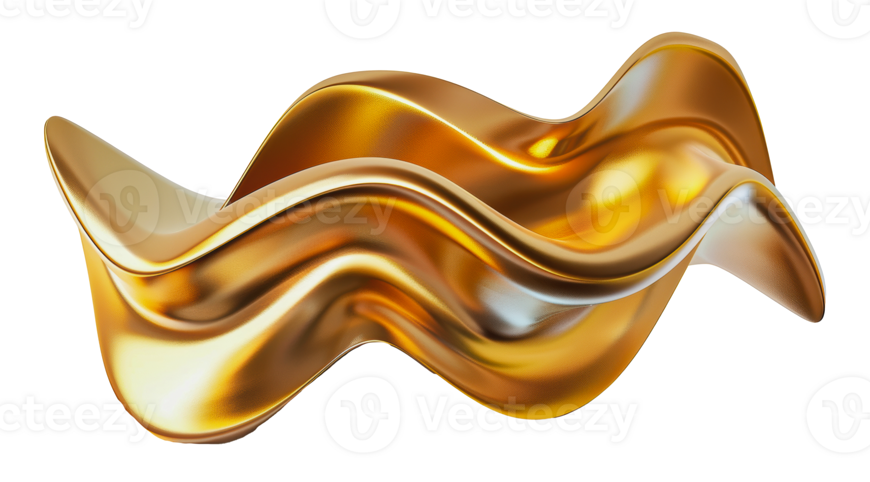 Golden metallic wave rendered in high detail png