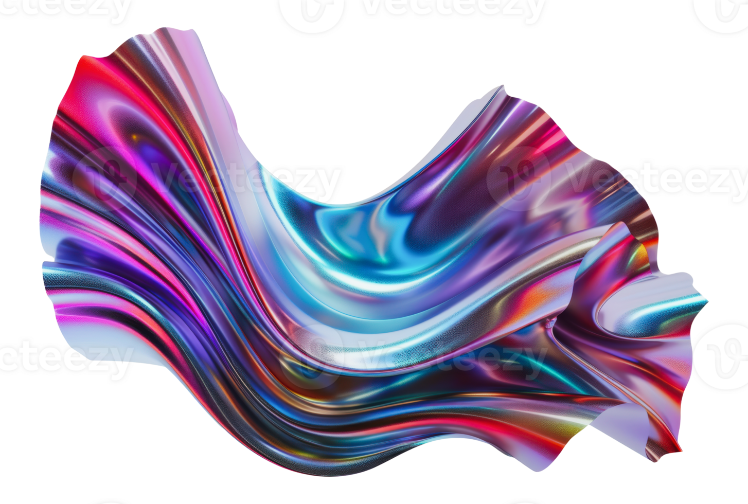 Iridescent abstract liquid flowing in a digitally rendered form png