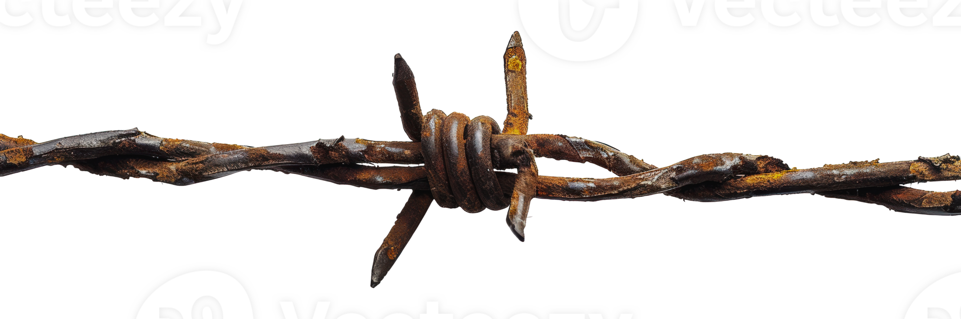 Close-up of a rusty barbed wire fence png