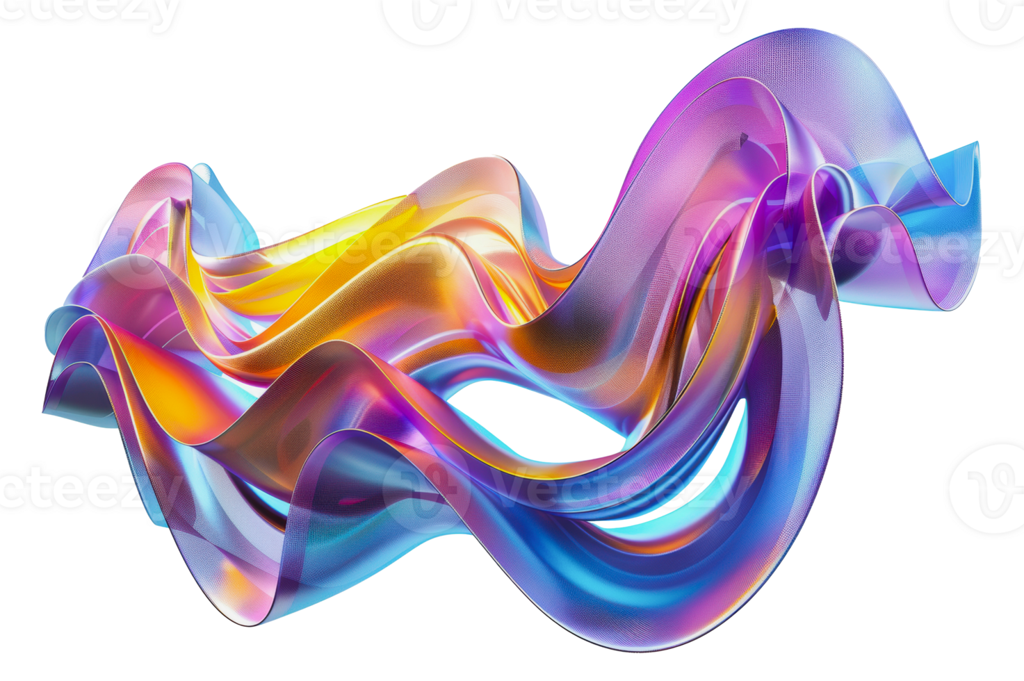 Iridescent multicolored abstract form flowing through white space png