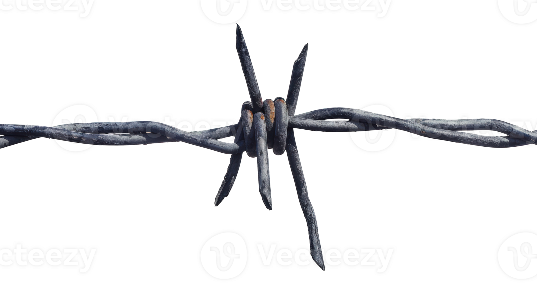 Closeup of barbed wire with rusted spikes png