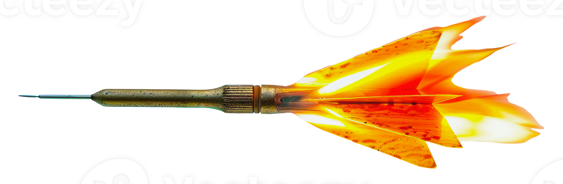Flaming dart with metal shaft and flaring wings png