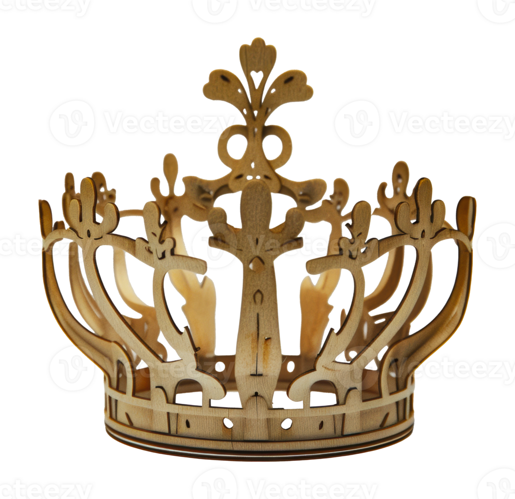 Ornate wooden crown with intricate design png