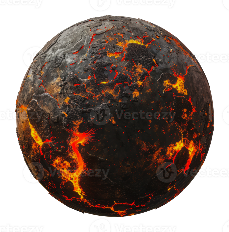 A detailed 3d render of a molten lava plane, cut out - stock png. png