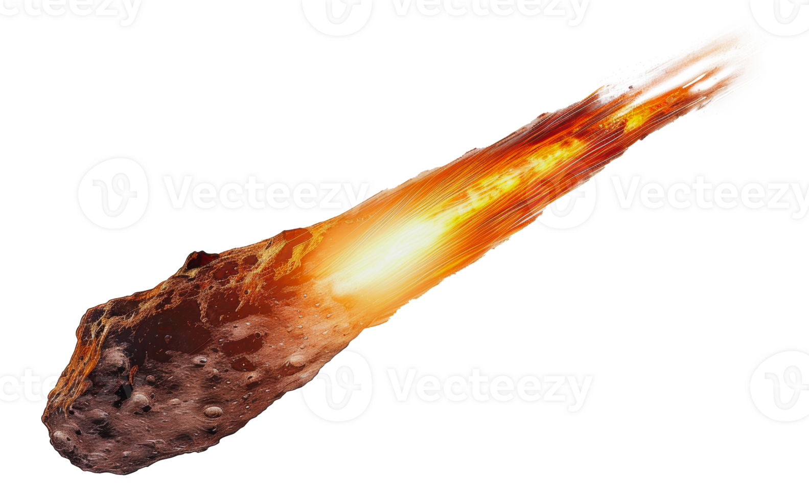 A fiery meteoroid blazes through the atmosphere, cut out - stock png. png