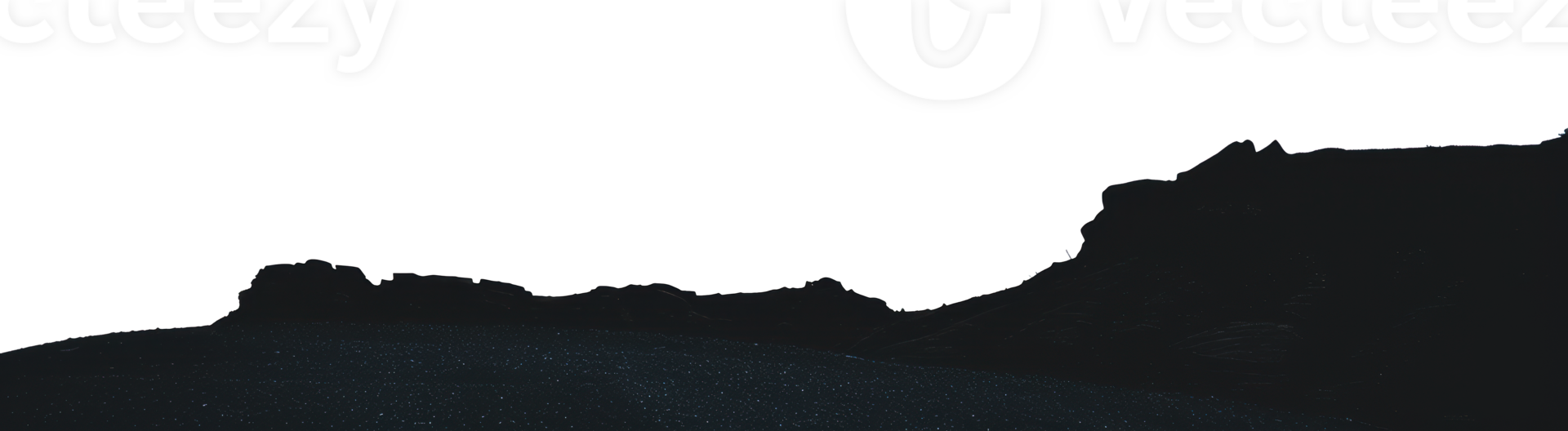 Silhouette of a mountain range at sunset, cut out - stock png. png