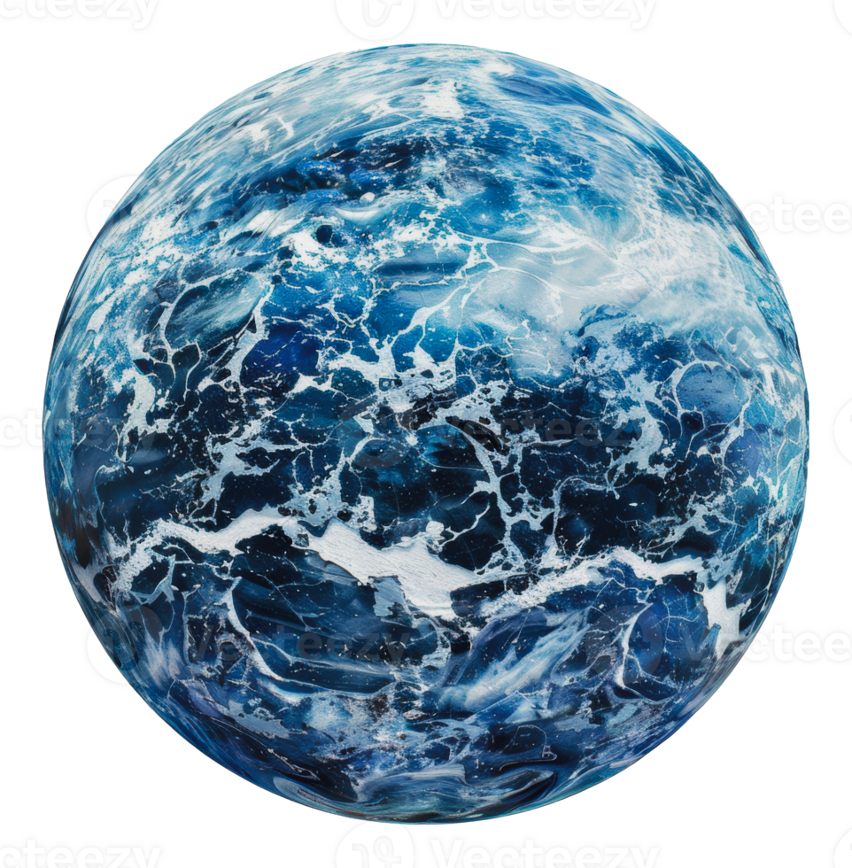 A detailed 3d render of a water planet, cut out - stock png. png