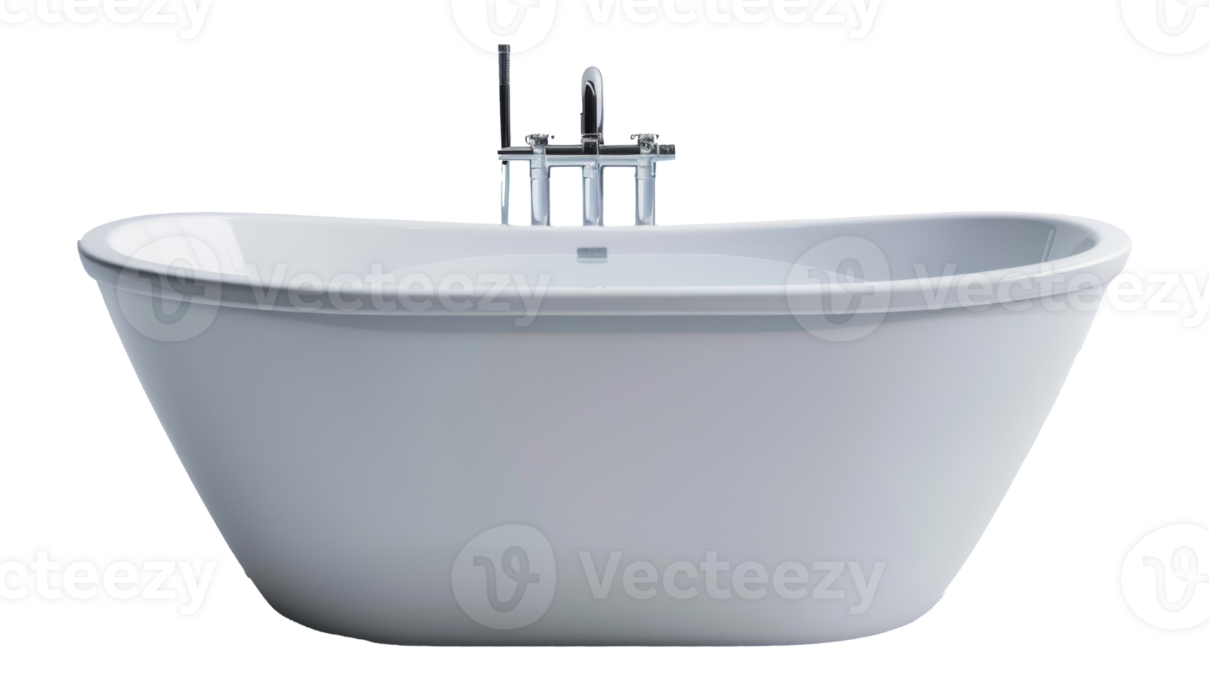White freestanding bathtub with chrome faucet, cut out - stock png. png