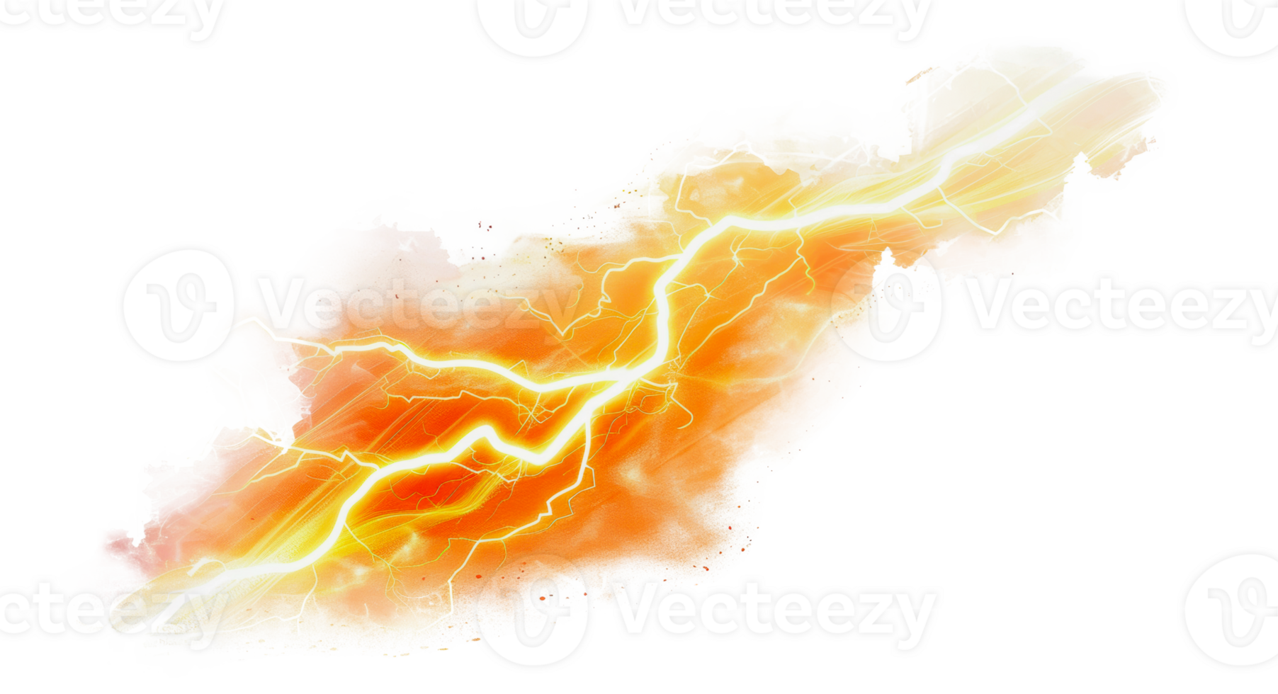 Isolated orange lightning swirl effect, cut out - stock png. png