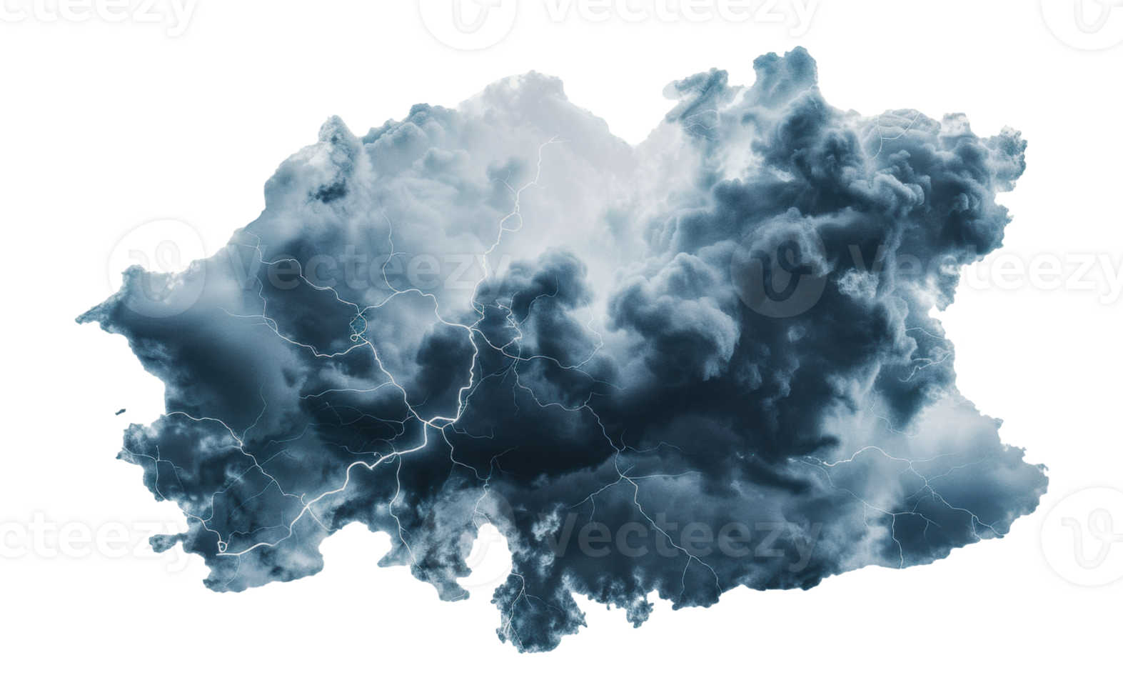 Dark storm clouds with lightning, cut out - stock png. png