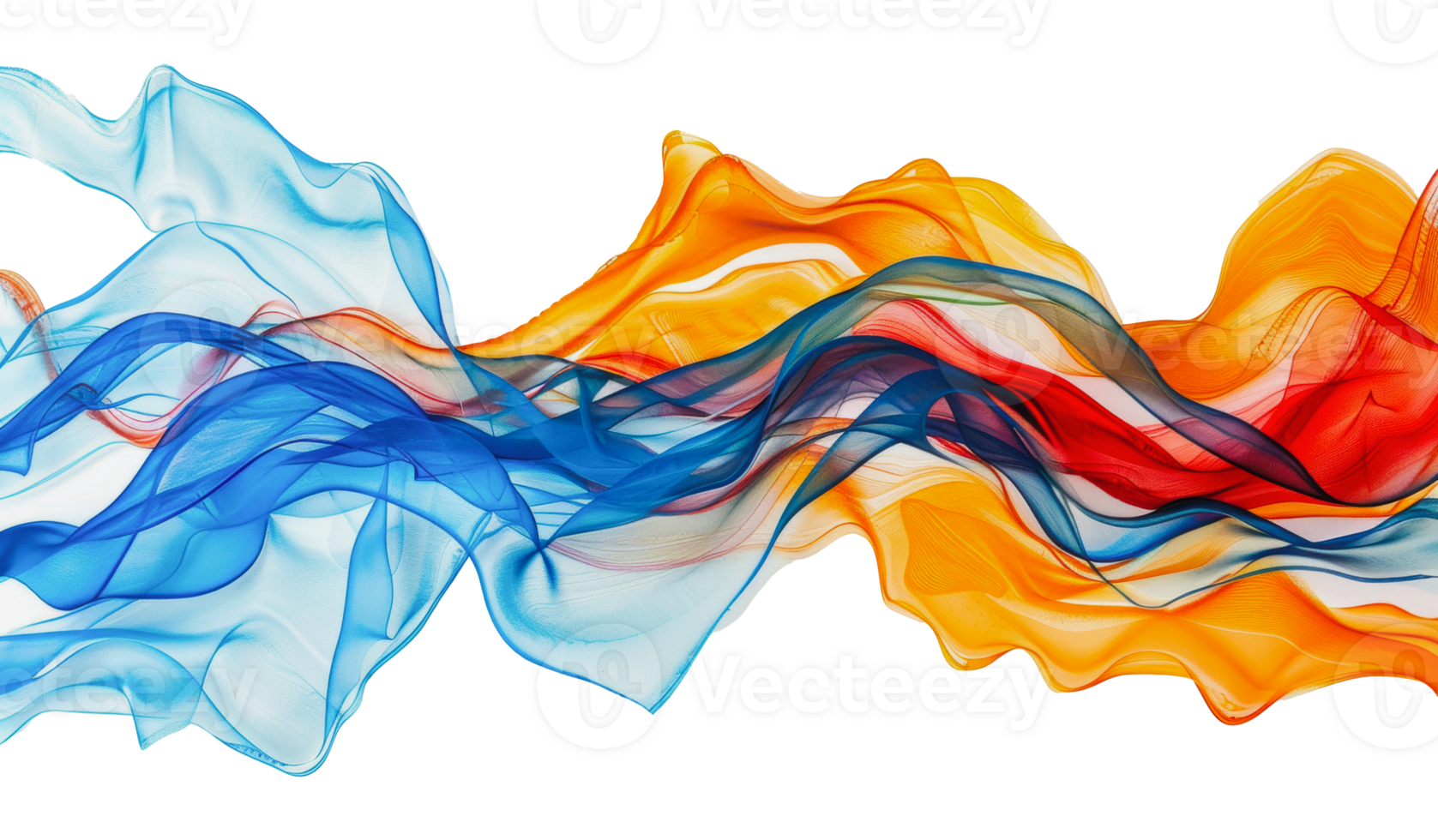 Colorful sheer fabric flowing in the wind, cut out - stock png. png
