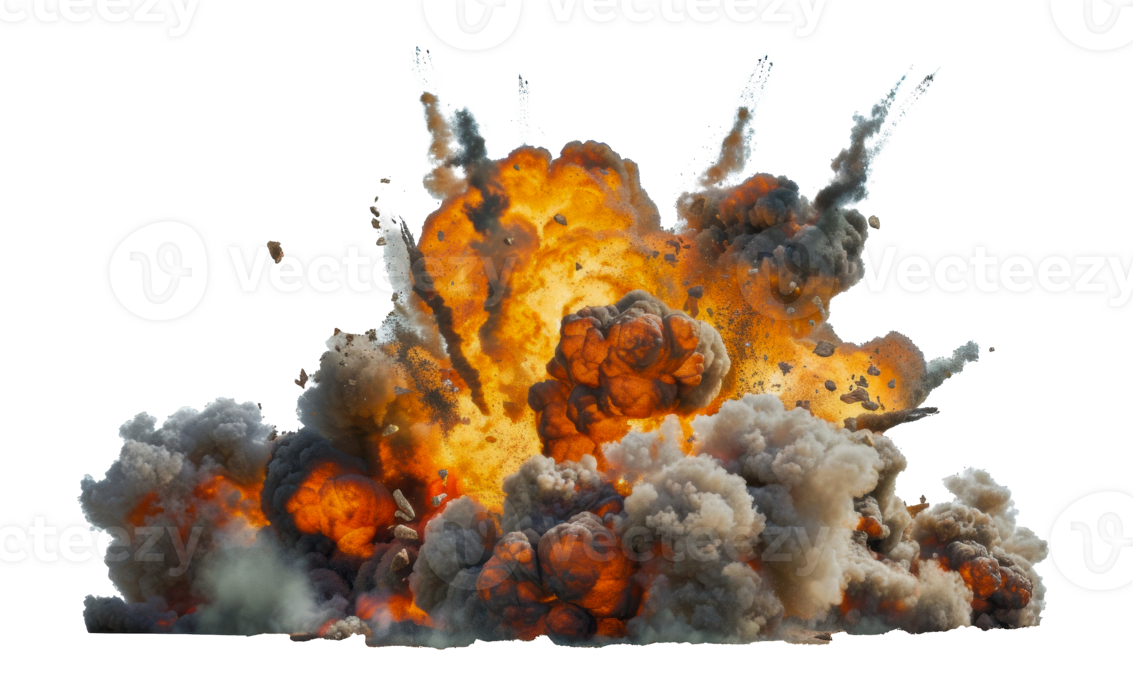 Isolated orange and grey fireball explosion, cut out - stock png. png