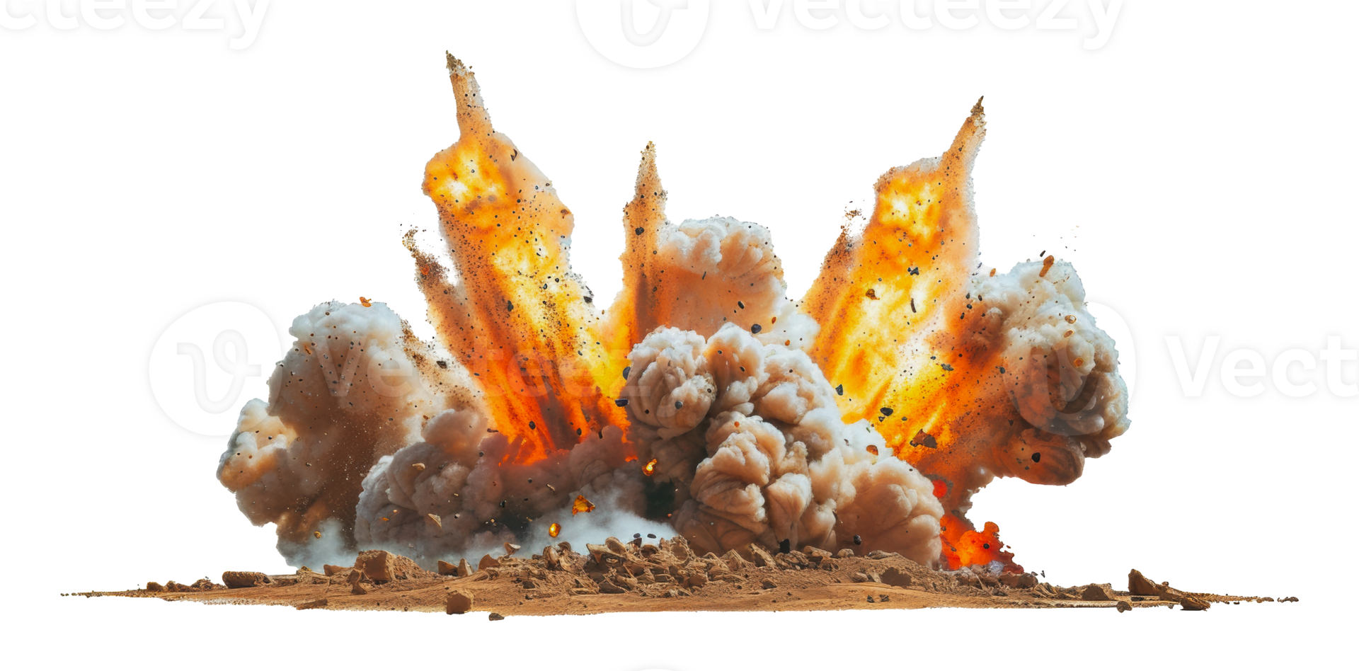 Large explosion with smoke and fire, cut out - stock png. png