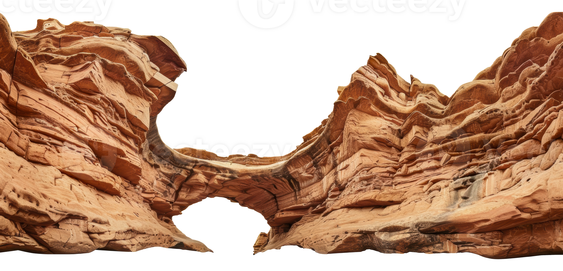 A natural stone archway formed by erosion in a desert canyon, cut out - stock png. png