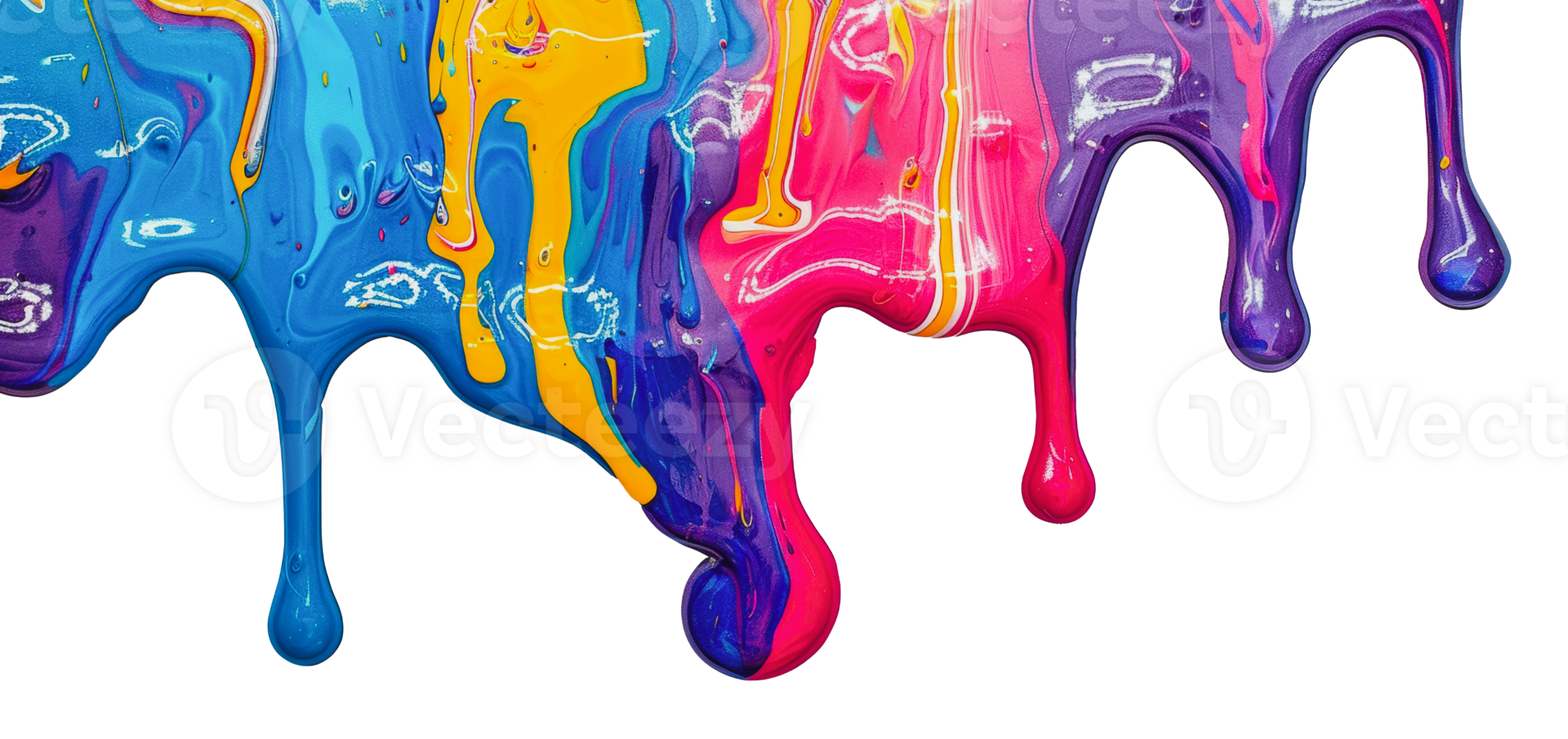 Colorful paint dripping downward, cut out - stock png. png