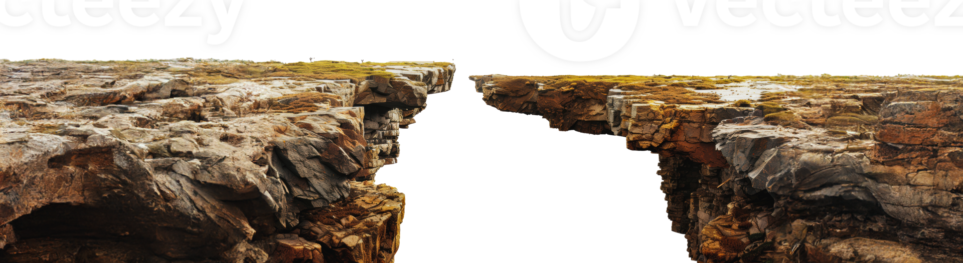 Rocky cliffside with gap in iceland, cut out - stock png. png