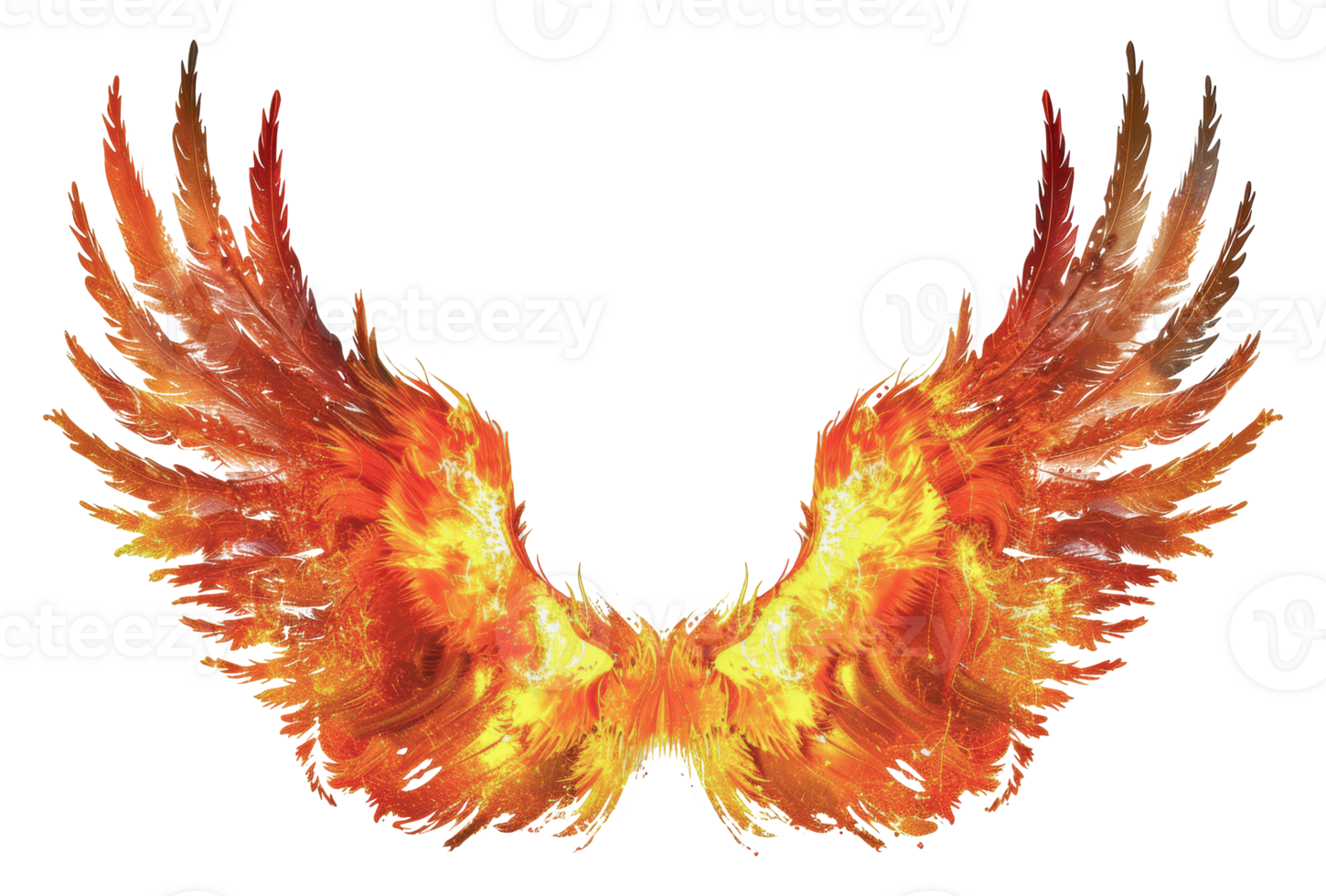 Fiery wings spread, cut out - stock png. png