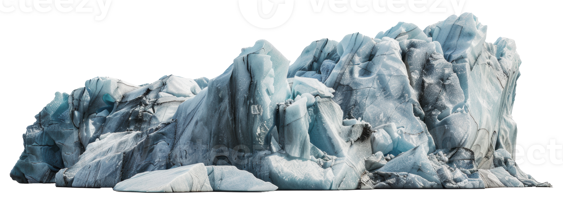 Close up of a massive glacier in iceland, cut out - stock png. png