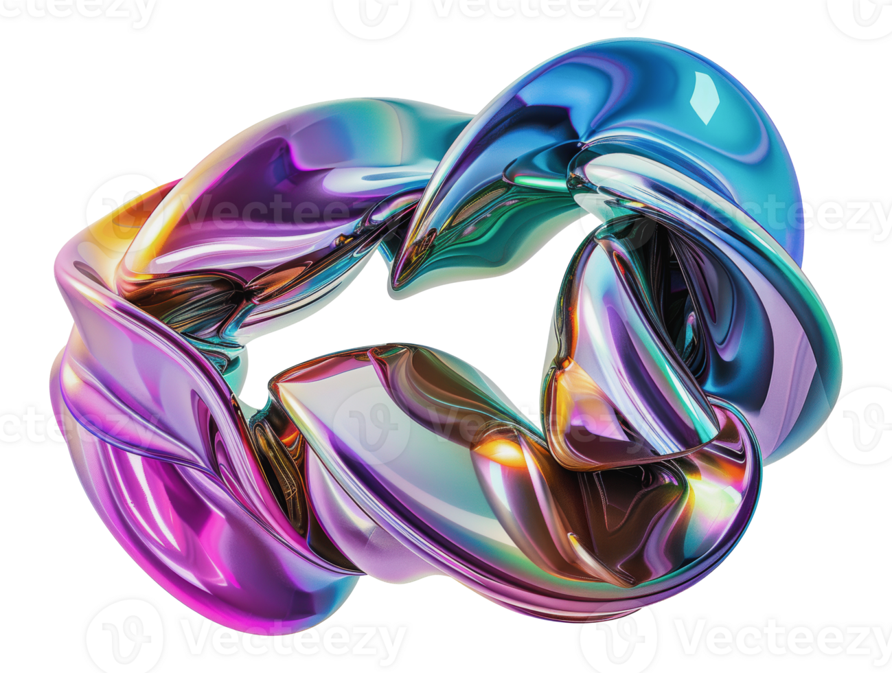 Iridescent abstract form twisted and intertwined, cut out - stock png. png