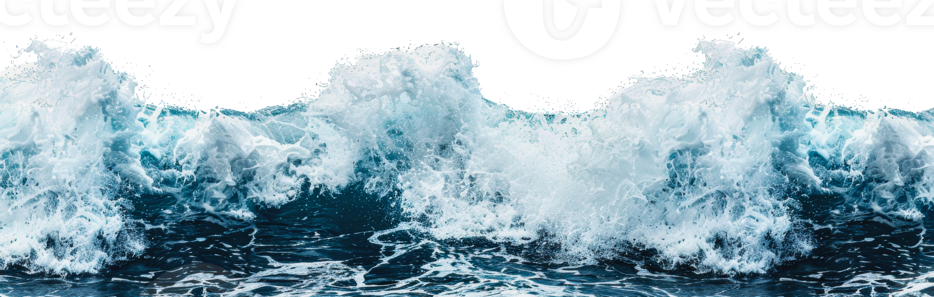 Breaking ocean waves crashing, cut out - stock png. png