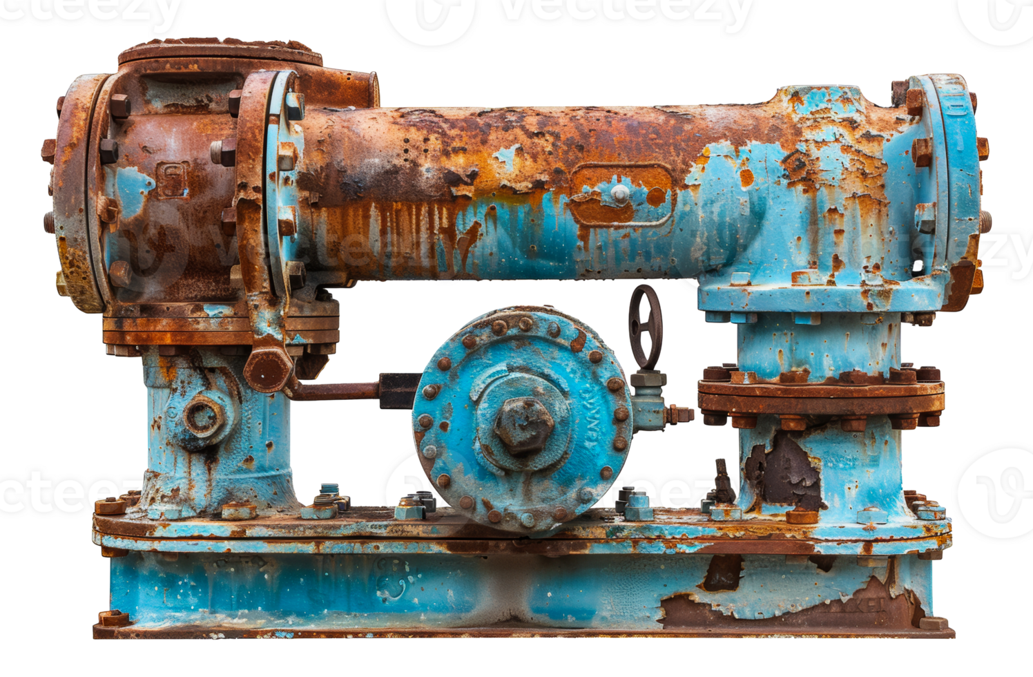 Rusty blue water pump, cut out - stock png. png