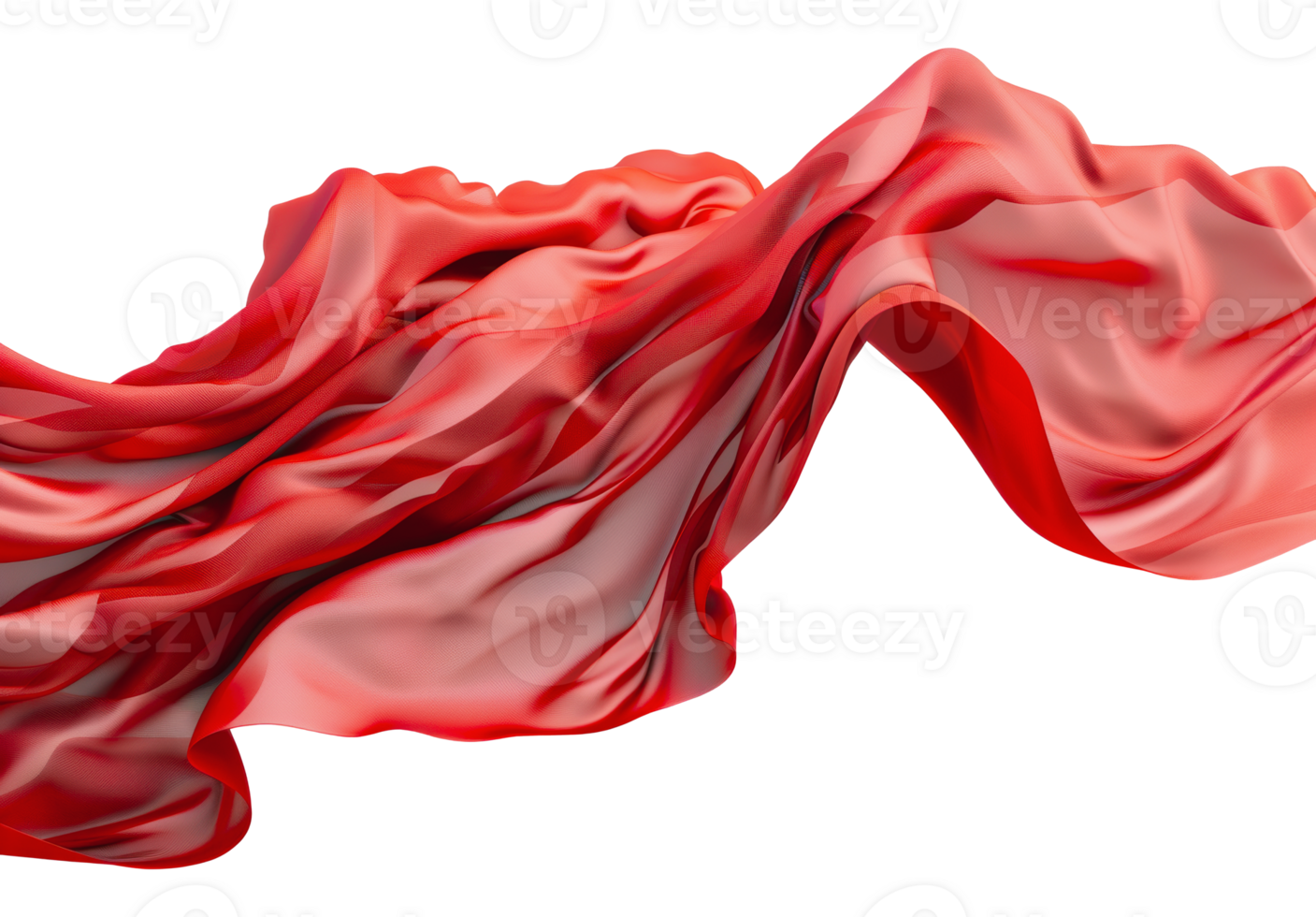 Red fabric swirling in the air, cut out - stock png. png