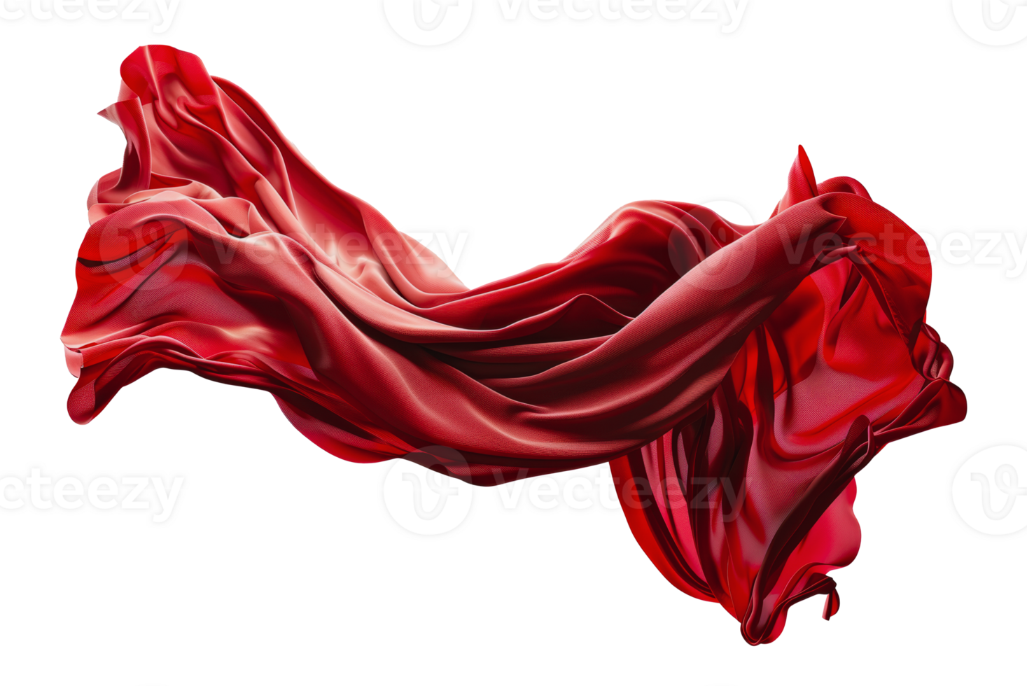 Flowing red fabric, cut out - stock png. png