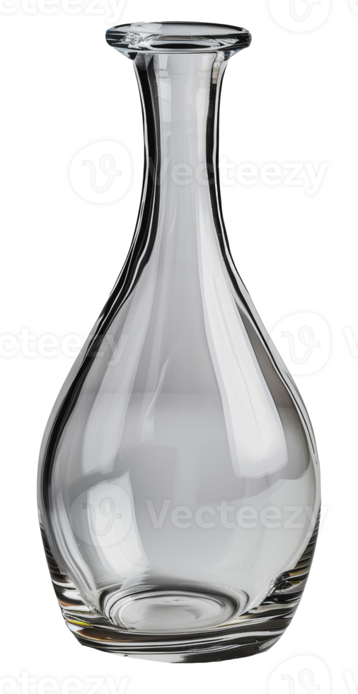 Clear glass carafe with round base, cut out - stock png. png