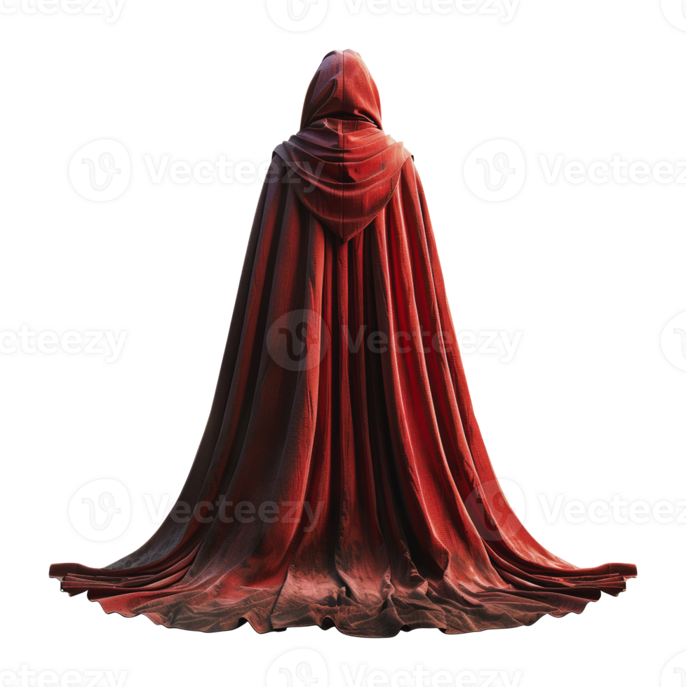 Red hooded cape flowing in the wind, cut out - stock png. png