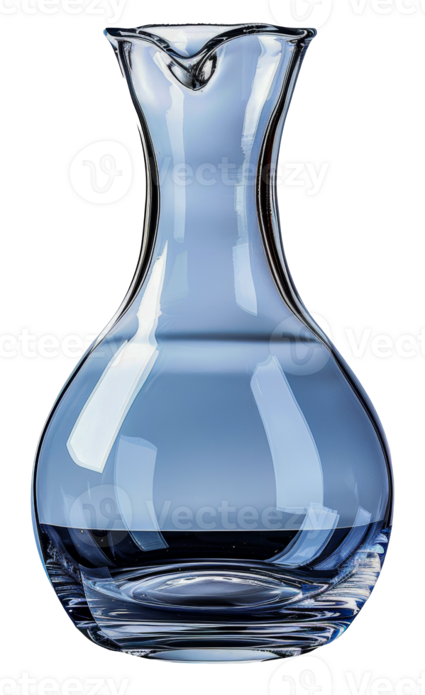 Clear blue glass carafe with wavy lip, cut out - stock png. png