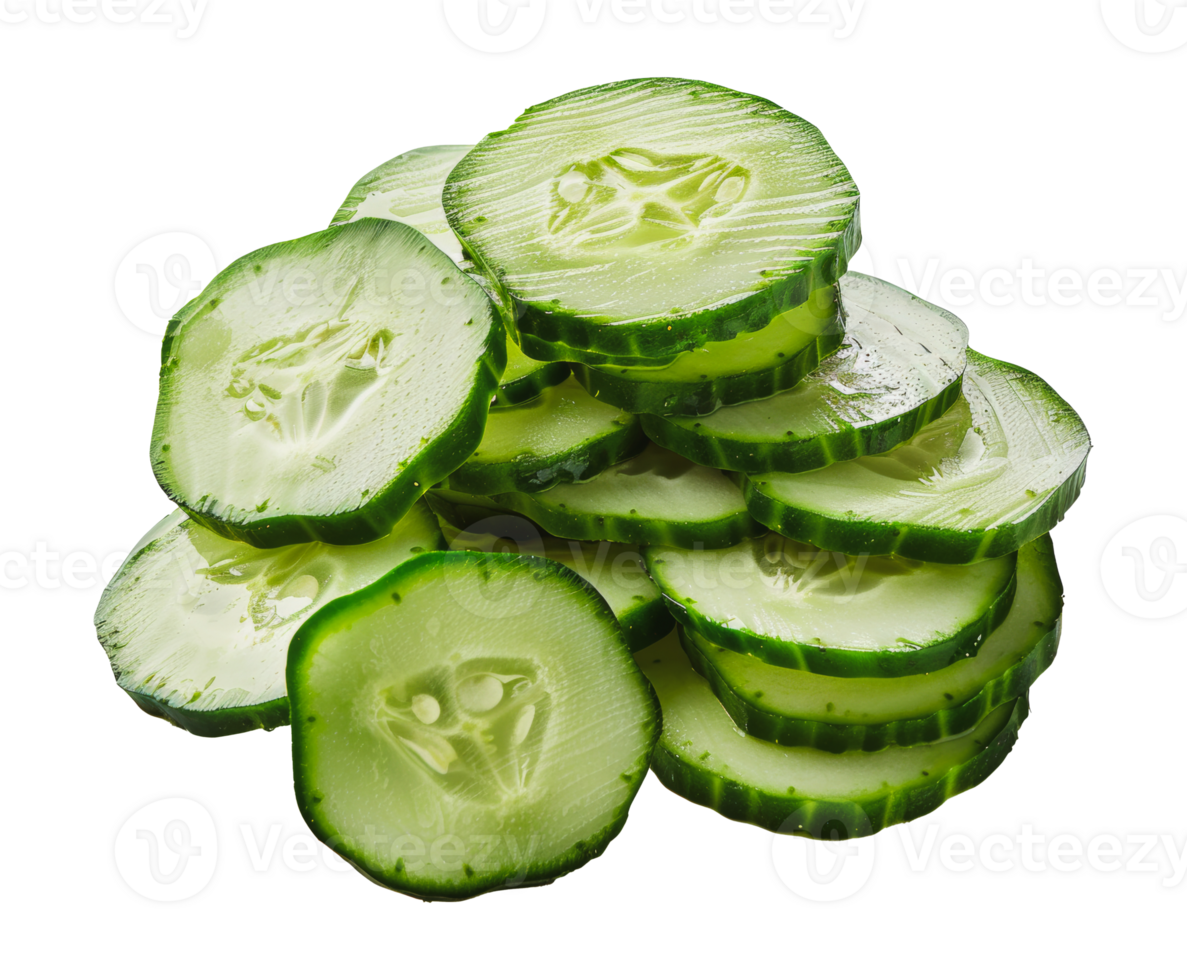 Freshly chopped cucumber slices, cut out - stock png. png