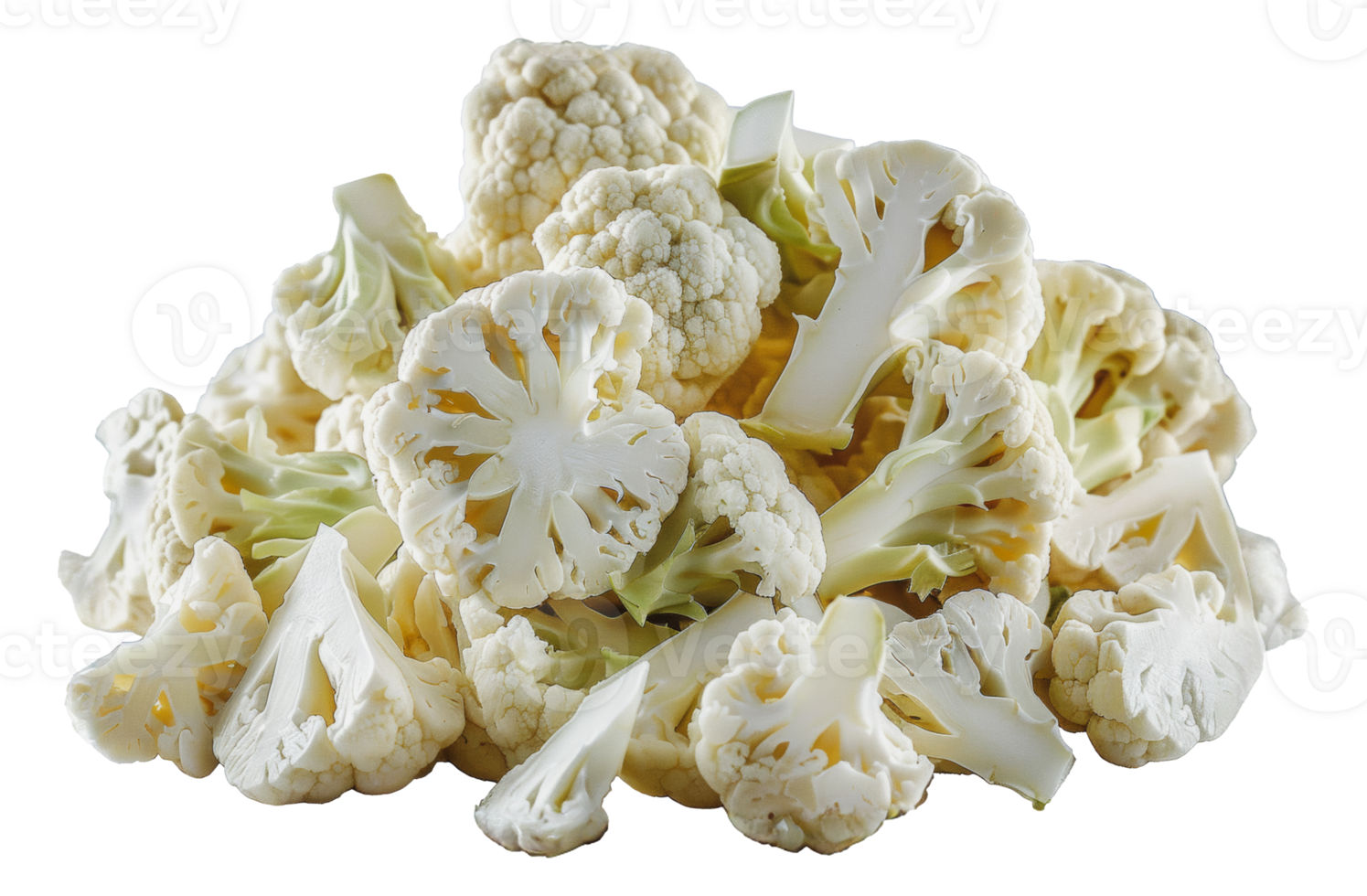 Freshly chopped cauliflower florets, cut out - stock png. png
