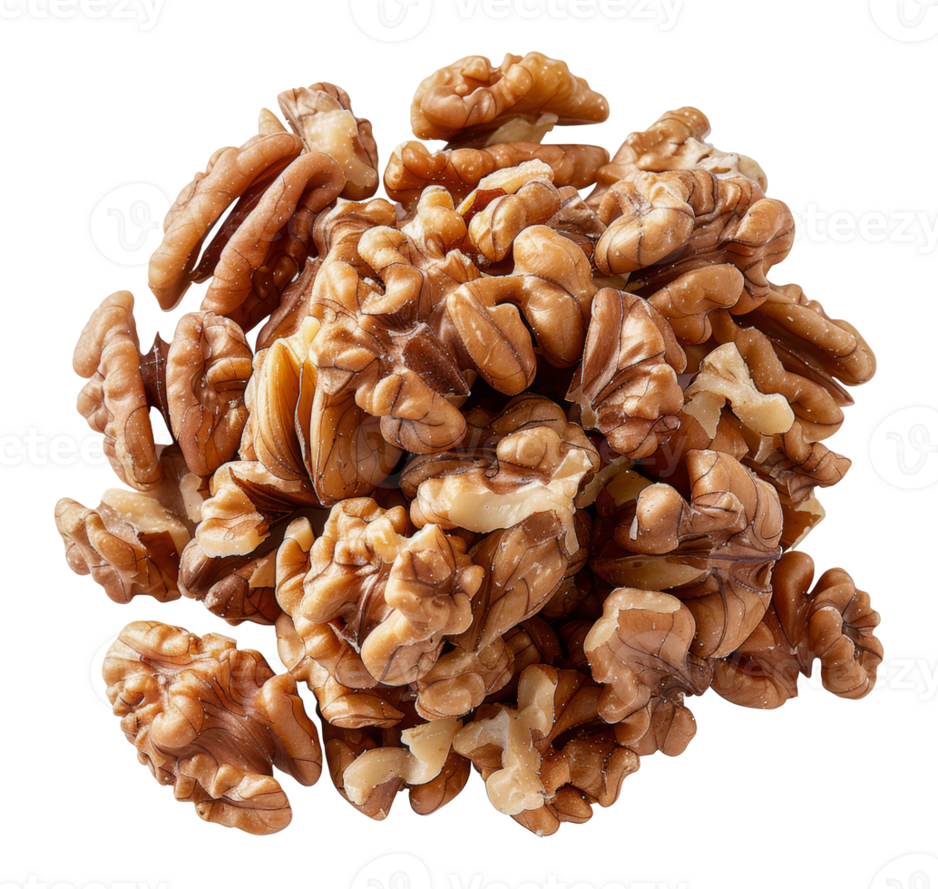 Close-up of chopped walnuts, cut out - stock png. png
