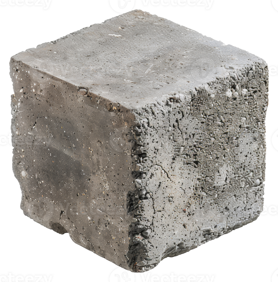 Single concrete cinder block, cut out - stock png. png